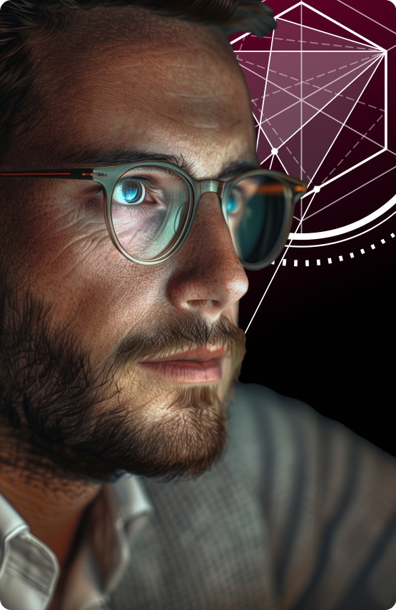 Man staring at computer monitor